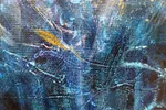 Large XXL enigmatic metaphysical blue abstract angel composition