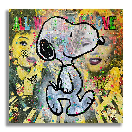 Beatles Snoopy -  Original Painting on Canvas