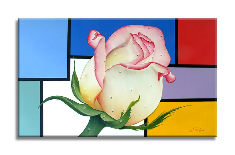 Modrian Flower – Original Painting on Canvas