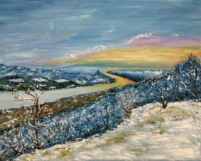 Sunset over the river Danube