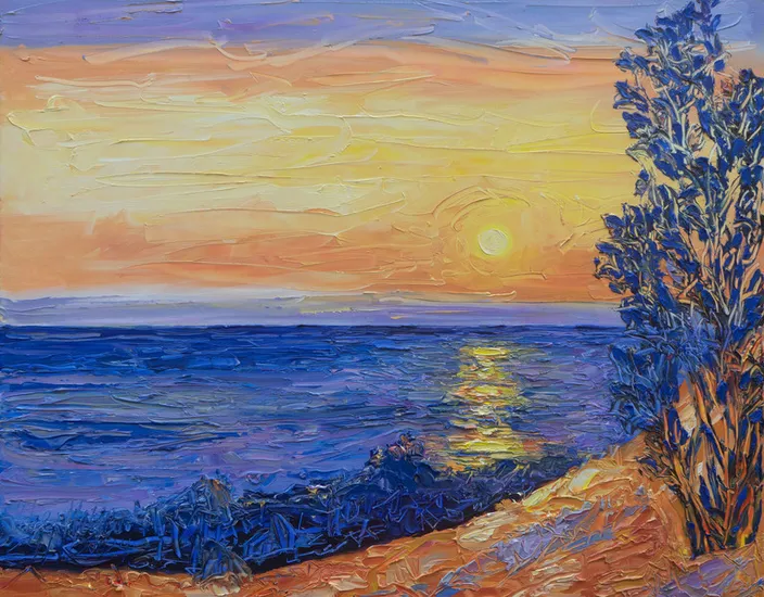 Sonne über dem Meer am Abend