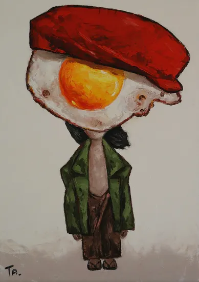 Egg boy in red hat