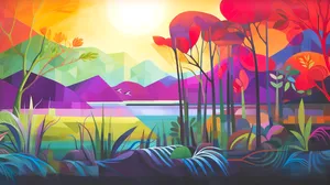 "Paradise Redefined: Minimalist Tropics in Color and Form"