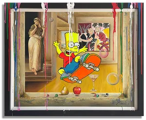 Bart escaping from the Conversation – Original Painting on Canvas