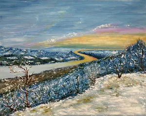 Sunset over the river Danube