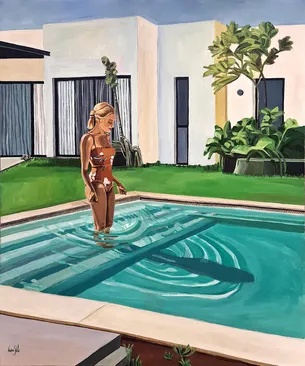 Girl at the pool Homage to Hockney