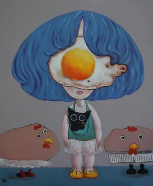 Egg girl with friends