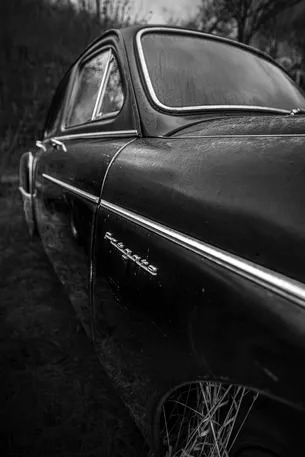 Vintage car in black and white